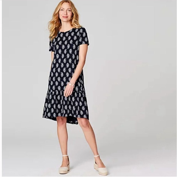 J Jill Flounced Elliptical Knit Paisley Print Dress - Picture 13 of 15